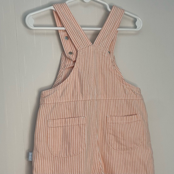 Covington Kids Striped Embroidered Shortalls Peach Cotton Denim Unisex 12M - Picture 9 of 14